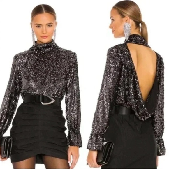 Free People Tops - 321. Free People Black Sequin Backless Top